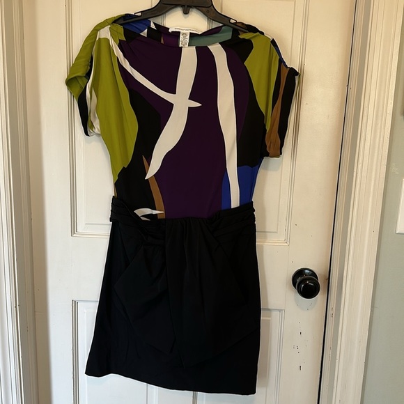 Diane Von Furstenberg Brush Stroke Silk Dress, Multi-color Mini Dress -  Size 10 - Picture 4 of 14